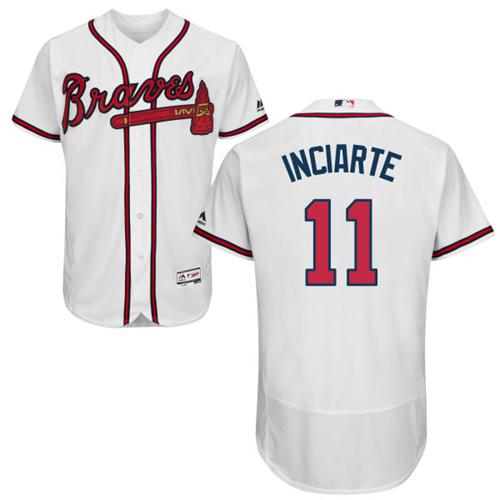 Braves #11 Ender Inciarte White Flexbase Authentic Collection Stitched MLB Jersey - Click Image to Close